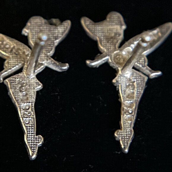 Vintage Disney Tinkerbell Sterling Silver 925 Stud Earrings Dainty Signed JCM - Picture 4 of 9